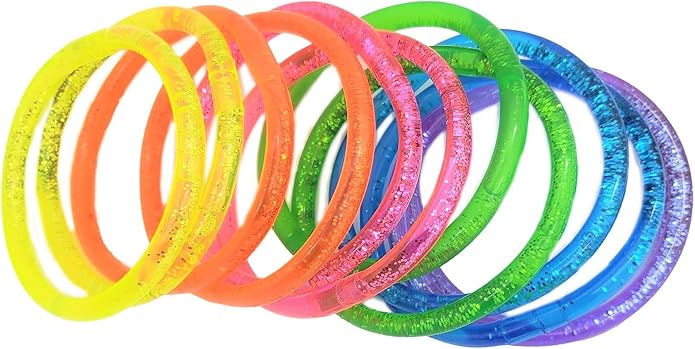 6" Liquid Super Glitter Colorful Bracelet Bright Neon Colors. Cool Bracelets for Party Favor, Stocking Stuffers, Birthday Parties, Fundraisers, or Prizes! …