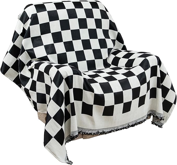 Recliner Chair Covers Lazy Boy Recliner Covers Armchair Cover Blanket Sofa Thick Soft Fabric Living Room Bedroom Throw Washable Sofa Slipcovers for Pets Kids (Black Plaid)