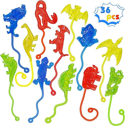 36PCS Sticky Hands Bulk Animal Dinosaur Party Favors for Kids Stretchy Sticky Hand Fidget Toys Goodie Bag Stuffers Treasure Box Toys for Classroom Prizes Birthday Party Supplies Easter Basket Stuffers