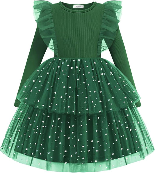 Arshiner Toddler Dress Baby Girls Tutu Tiered Formal Party Sequin Tulle Dresses Fall Winter Clothes for 1-6 Years