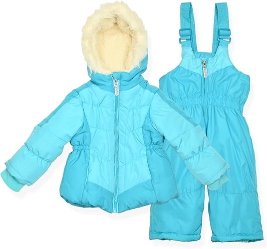 Arctic Quest Little Girls Bib Snow Pants and Ski Jacket Water-Resistant Snowsuit For Kids Winter Jacket For Girls