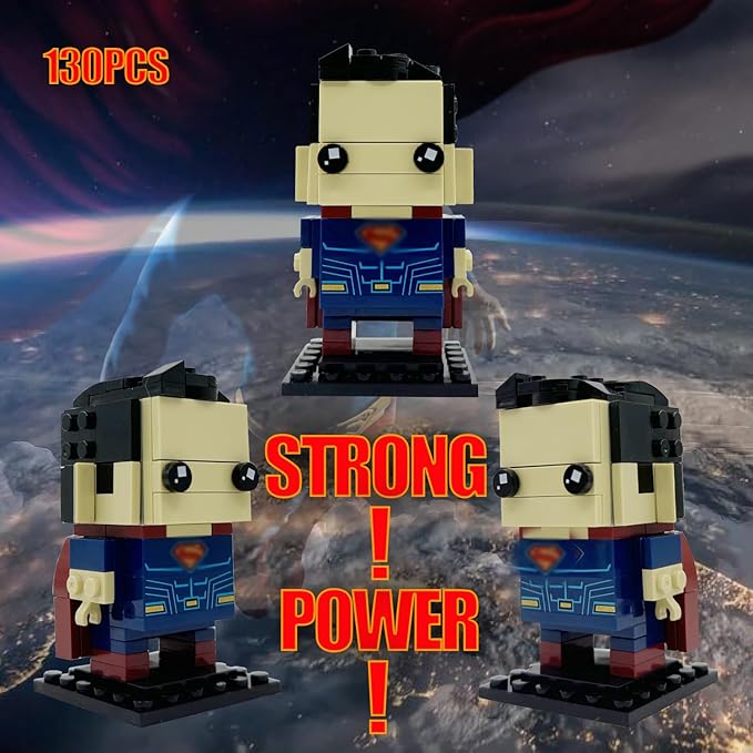 3 Animated Movies Building Figures Compatible with Lego, Comedy Dead Pool - Scheming Joker - Justice Superman Brick Mini Headz, Comic Book Film Character Superheroes Stacking Toy Ideal Gift for Kid