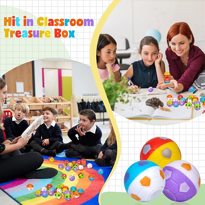 24 Pack Party Favors for Kids 8-12 4-8 Mini Soccer Ball Fidget Spinners Bulk, Valentines Day Gifts for Kids Classroom Goodie Bag Stuffers, Soccer Fidget Toys for Kids Classroom Prize Birthday Gifts