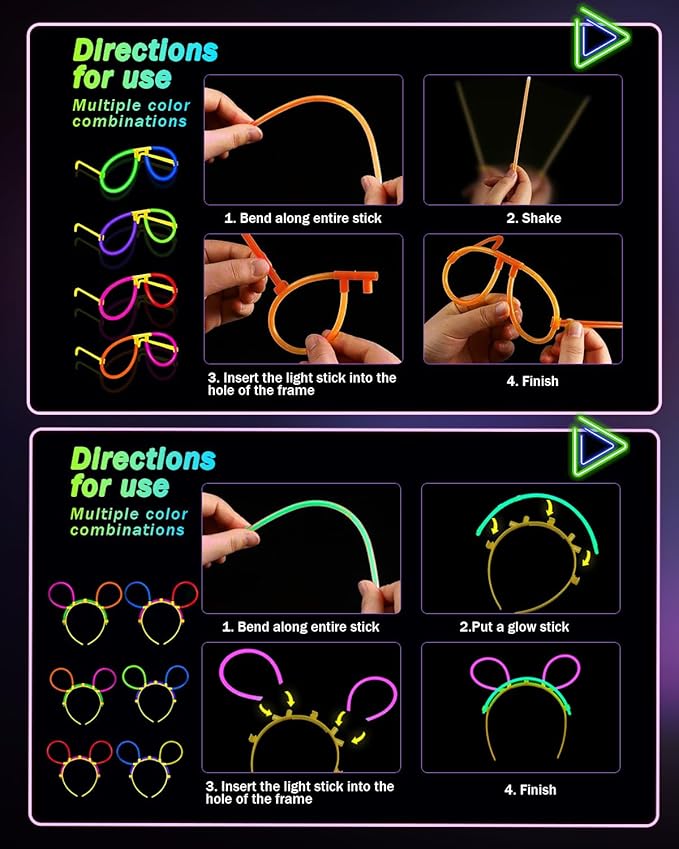 275 PCS Glow in the Dark Party Supplies for Kids Adults, Light Up Party Favors, Glow Sticks Bulk Party Pack Bracelets Finger Lights Glasses Headband LED Light Hair Wedding Birthday New Year Halloween