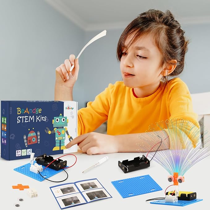 7 Set Bulk STEM Kit Individual Craft Kits for Kids, Science Projects Crafts Group Activity, Light Experiments Circuit Toys, Fun Fiber Optic STEAM Activities for Boys Girls Ages 6-8 8-12 6 8 10 Year