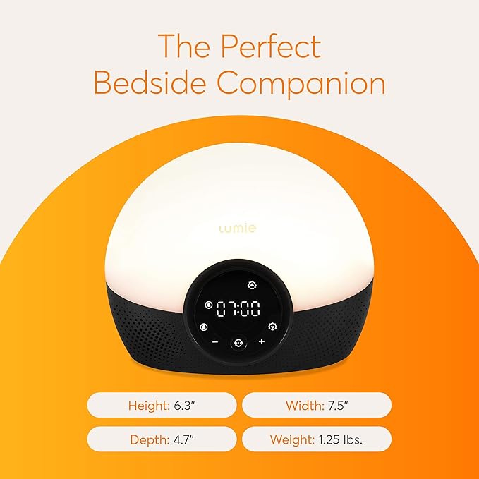 Lumie Bodyclock Glow 150 - Alarm Clock Simulates Sunrise & Sunset - Bedside Lamp with Customizable Light Duration - Wake-Up Light, Night Light & Reading Light - with Warm LEDs