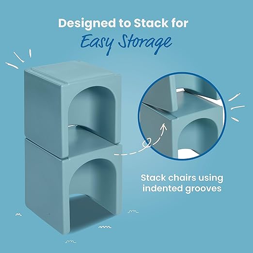 ECR4Kids Tri-Me 3-In-1 Cube Chair, Kids Furniture, Powder Blue