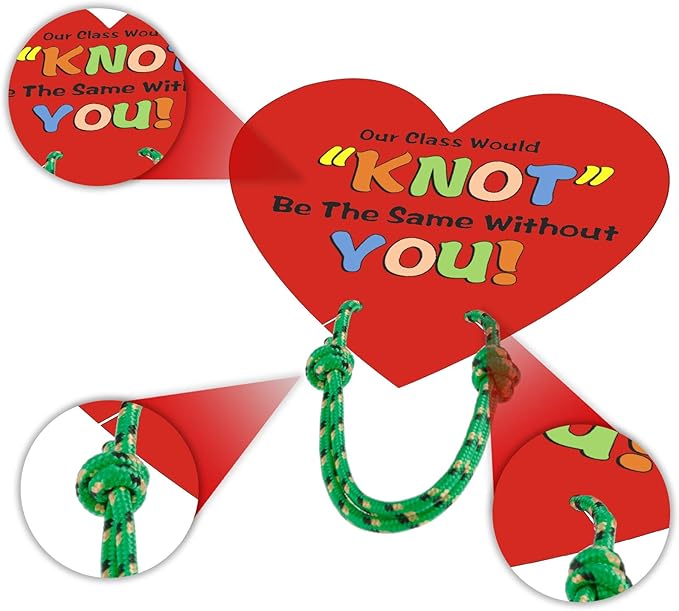 50 Pieces Valentines Knot Bracelets with Cards Kids Nylon Bracelet with Greeting Card Wishes Woven Friendship Bracelets for Valentine's Day Party Favor Supplies