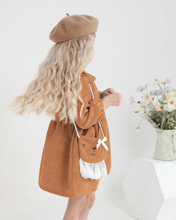 Mioglrie Toddler Baby Girl Dress 2T 3T 6 12 18 24 Months Fall Winter Clothes Outfits Dresses with Cute Satchel for Baby