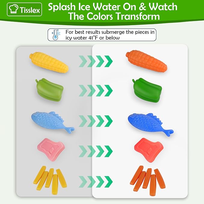 Kids Pretend Play Food with Water Activated Color Changing Toys, Cooking Grill Kitchen Playset for Kids, Great Outdoor Camping Toy, Cute Presents for Toddler Child Girl Boy 3 4 5 6 Year Old