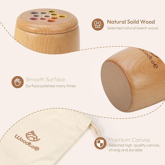 Wooden Montessori Sticks Toys for Kids, 11 Colors Toddler Learning Toys for 1-3 Year Old, Natural Wood Educational Sorting Toy, Sensory Toys Travel Game for Boys Girls Aged 1+