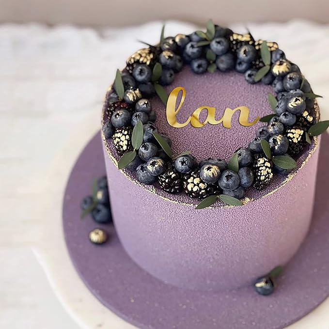 Acrylic Alphabet Cake Topper DIY Personalized Name Cupcake Toppers with A-Z Letter Mirrored Gold Picks for Custom Wedding Cake Decorations Baby Shower Happy Birthday Party Supplies (Lowercase)