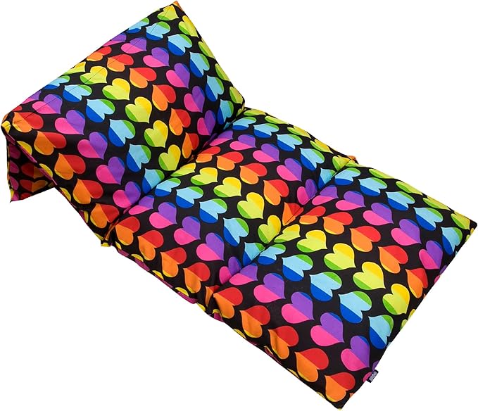 Wildkin Kids Floor Lounger: Ideal for Boys and Girls, Travel-Friendly, Perfect for Sleepovers - Pillow Lounger for Kids, Requires Standard Size Pillows Not Included (Rainbow Hearts)