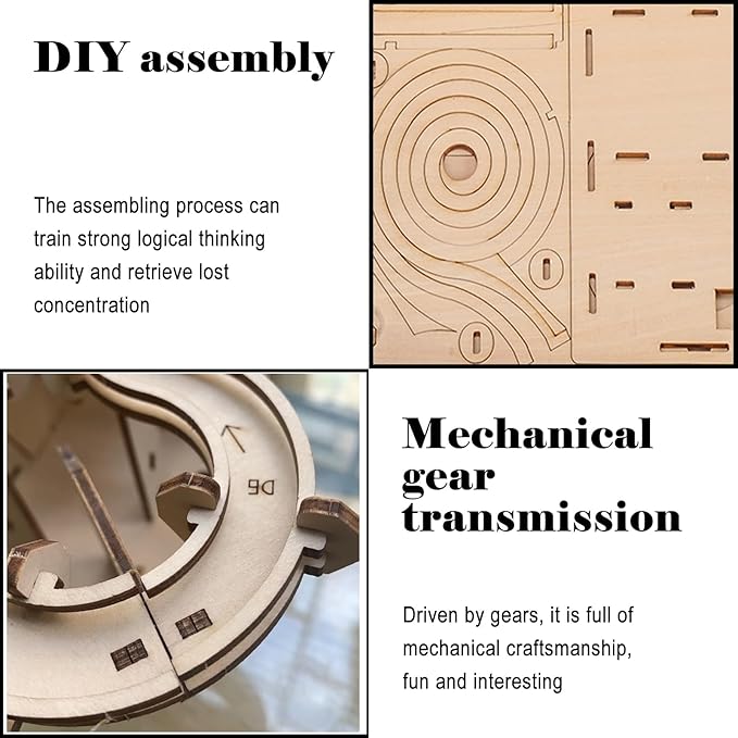 3D Wooden Puzzle Marble Run for Adults Kids - DIY Mechanical Puzzle Assembly Model Building Kit Wood Crafts for Boys and Girls Aage 14+ Years Old