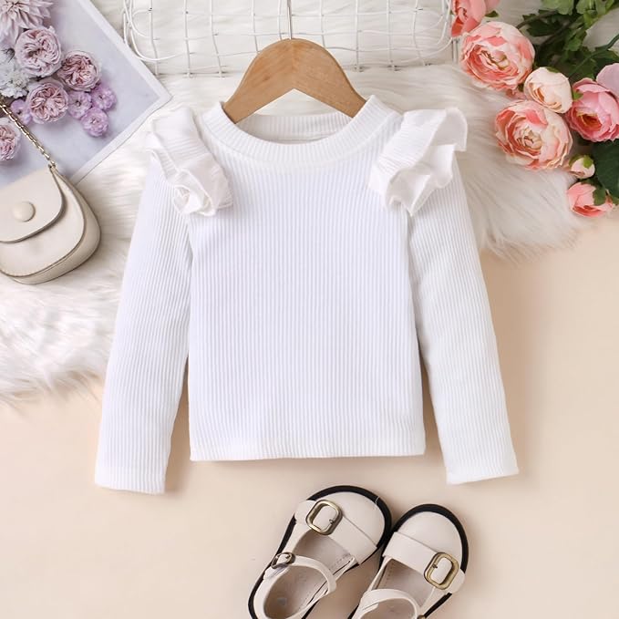 Fernvia Toddler Baby Girl Fall Winter Skirt Set Turtleneck Ribbed Long Sleeve T-Shirt Top & Plaid Skirts Dress 2Pcs Outfits