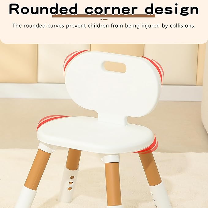 3 Level Height Adjustable Kids Chairs Plastic Preschool Chair Durable and Lightweight Child Chair with a Maximum Load Capacity of 130 pounds Suitable for Day Care, Classroom, and Home (2-Pack Beige)