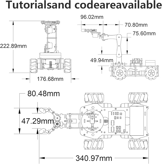 Smart Robot Arm Car Kit, 4WD Remote Control Car Compatible with Arduino IDE, Electronic Programming Project/STEM Education/Science Coding Kit for 16+ Teens and Adults Unique Gifts