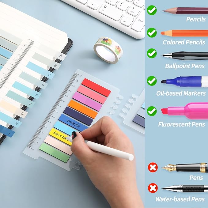 2000Pcs Sticky Tabs for Annotating Books, Clear Sticky Notes for Binders, Page Markers for Notebooks, Multi-Colored Writable and Repositionable Book Flags Strip Index Tabs