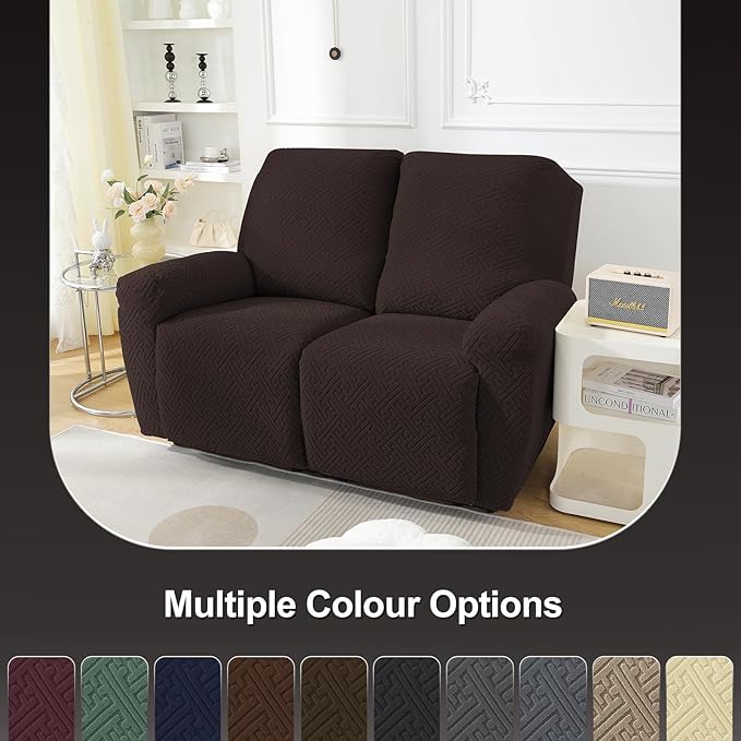 NORTHERN BROTHERS Recliner Chair Covers, Loveseat Chair Covers, Covers for Reclining Chairs, Recliner Couch Cover 2 Seat, Dark Brown
