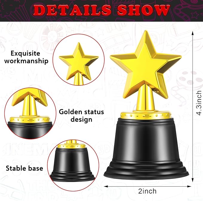 68 Pcs Movie Night Party Favors Movie Night Gift Bags Movie Stampers Silicone Bracelets Keychains Star Trophy Awards Bubble Wands for Movie Night Crazy Birthday Party Gift Goodie Bag Fillers