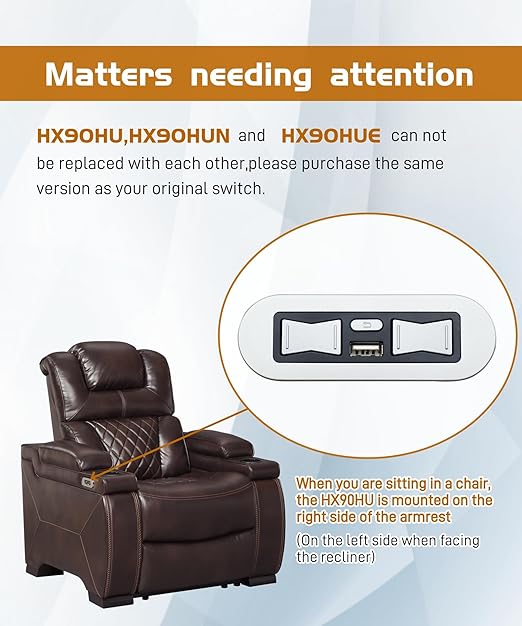 New Emomo HX90HU 5 Button 5 Pin Hand Control with USB for Lazy Boy Lift Chairs Power Recliner
