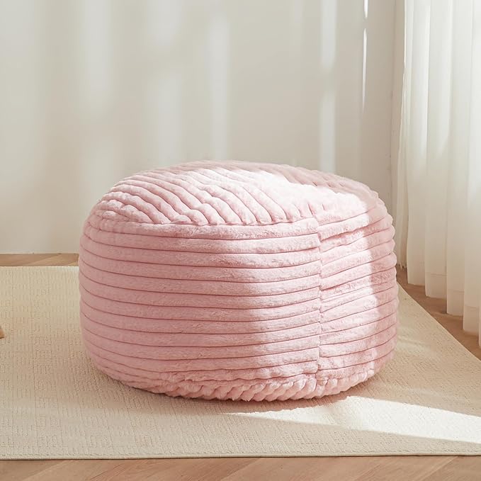 MAXYOYO Bean Bag Chair Bed for Kids, Floor Sofa Couch with High-Density Foam Filling, Convertible Beanbag Folds from Lazy Chair to Floor Mattress Bed with Faux Fur Cover, Pink 9