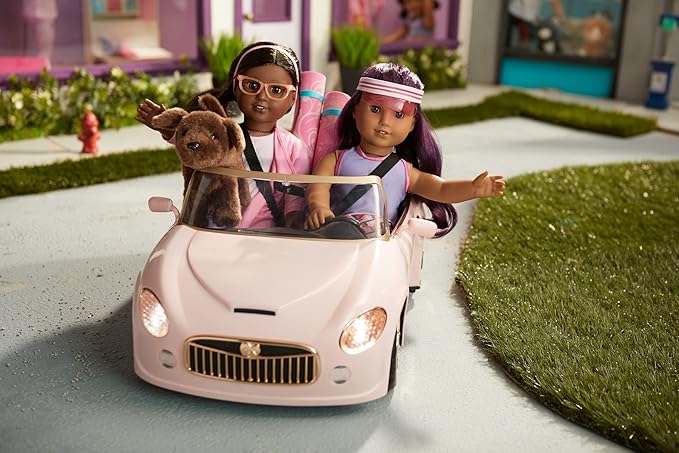 American Girl Truly Me 18-inch Doll Pink Remote-Control Sports Car Playset with Working Doors & Headlights, For Ages 6+