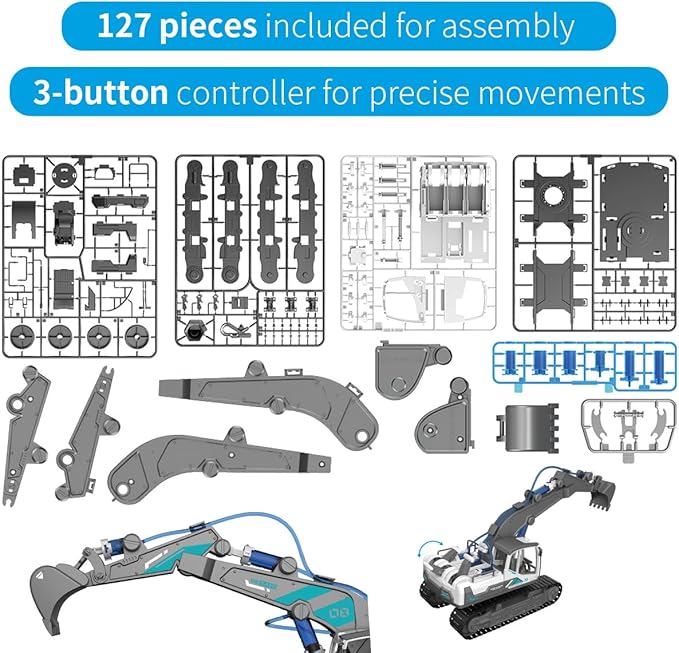 STEM Building Blocks Assembled Engineering Vehicle Hydraulic Power System, Science and Technology Small Production Science Experiment Set Educational Toys,Perfect for Boys Age 8-12