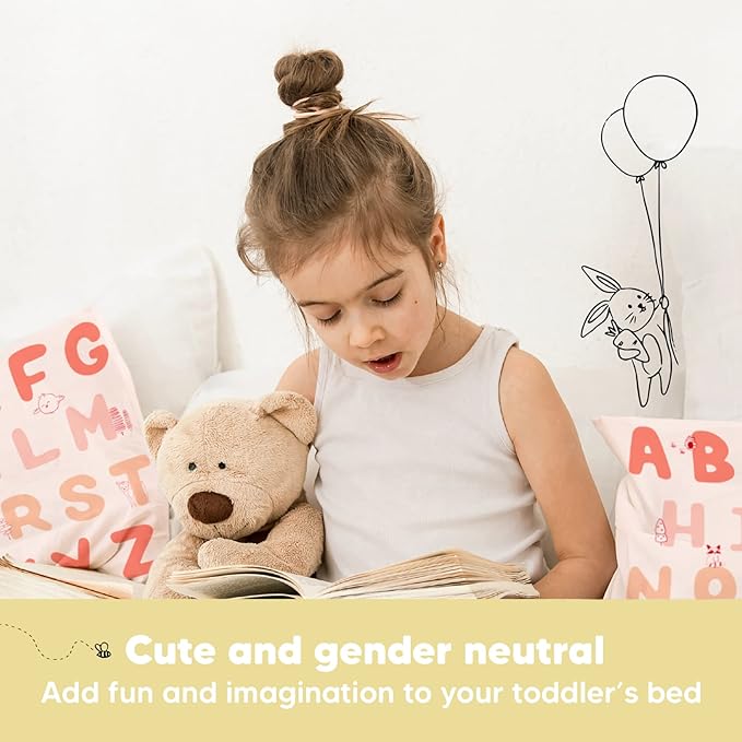 Toddler Pillow with Pillowcase - 13x18 My Little Dreamy Pillow, Organic Cotton Toddler Pillows for Sleeping, Kids Pillow, Travel Pillows,Mini Pillow,Nursery Pillow,Toddler Bed Pillow (KeaABC Sakura)