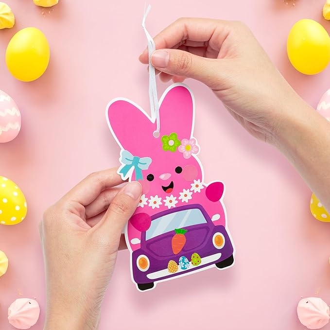 3sscha 123Pcs Easter Bunny Craft Kit for Kids - DIY Make Your Own Bunny Card Set Self-Adhesive Sticker Handmade Artwork Decoration Holiday Celebration Classroom Home Activity Gift Party Favor Supplies