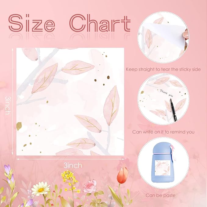 9 Pieces Boho Leaves Sticky Note Pads Adhesive Memo Notes Self-Stick Note Pads for Reminders, Study, Work, Office, School and Home, 9 Styles