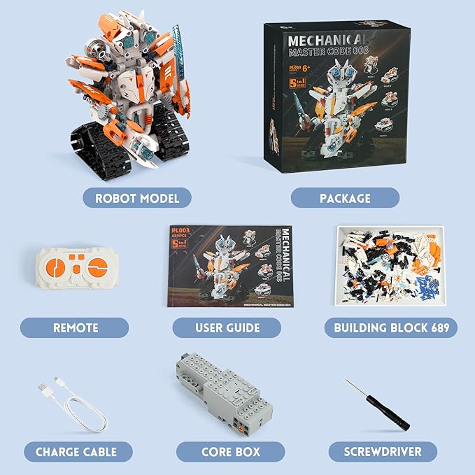 5 in 1 STEM Robot Building Kit, App & Remote Control Robot RC Toy for Kids, 689 Pcs Building Blocks Set, DIY Engineering Robotics Birthday Gift for Boys Girls Age 6 7 8 9 10 11 12 14+ Year old