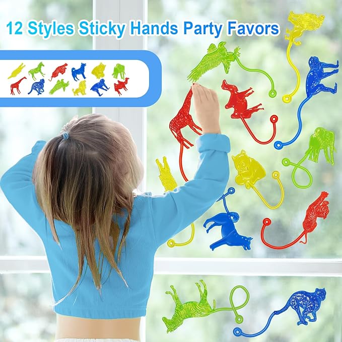 36PCS Sticky Hands Bulk Forest Animal Party Favors for Kids Stretchy Sticky Hand Fidget Toys Goodie Bag Stuffers Treasure Box Toys for Classroom Prizes Birthday Party Supplies Easter Basket Stuffers