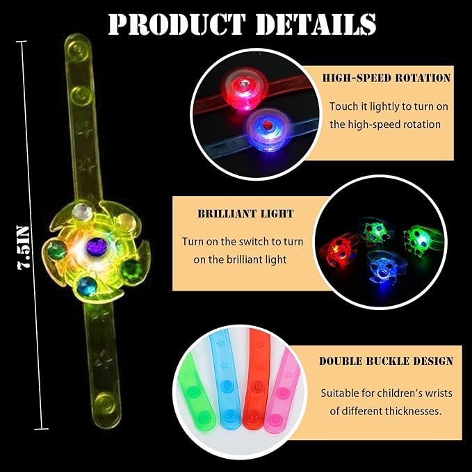 30Pack Valentines Day Gifts for Kids with Valentines Cards LED Light Up Fidget Spinner Bracelets Favors for Kids 4-8 8-12, Glow in The Dark Party Supplies,Birthday Gifts,Pinata Goodie Bags Stuffers