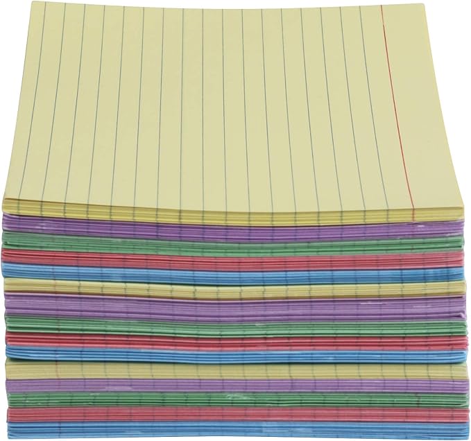 Amazon Basics Ruled Color Index Cards, 300 Count/Cards, Assorted, 5 x 8 in