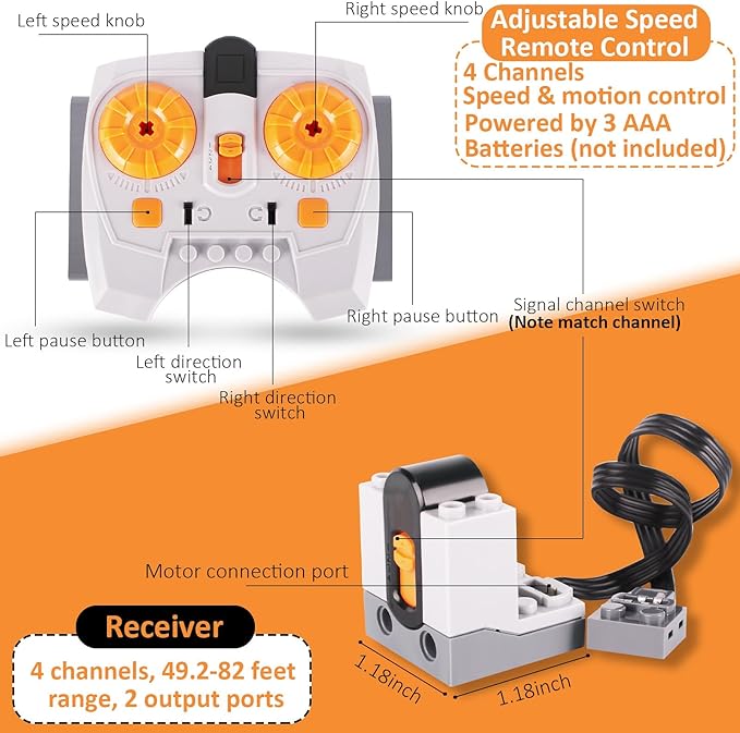 9-in-1 Motor Kit Compatible with Lego Technic, Motor Set with Powerful Motors, Advanced Control Functionality, Ultimate Compatibility