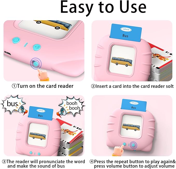 Kidzdo Learning Toys for Toddler 2-4 Years - 254 Sight Words Talking Flash Cards with Music, ABC 123, etc, Pocket Speech Therapy Toys, Educational Teaching Gifts for Ages 2 3 4 5 Years Old Girls