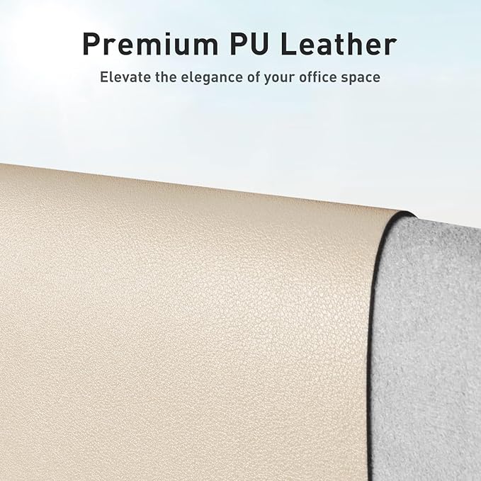 Aothia Leather Desk Pad Protector, Large Mouse Pad, Office Mat, Non-Slip PU Leather Blotter, Laptop Desk Pad, Waterproof Writing Pad for Office and Home (Beige, 23.6" x 13.7")