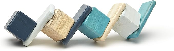8 Piece Tegu Pocket Pouch Magnetic Wooden Block Set, Blue