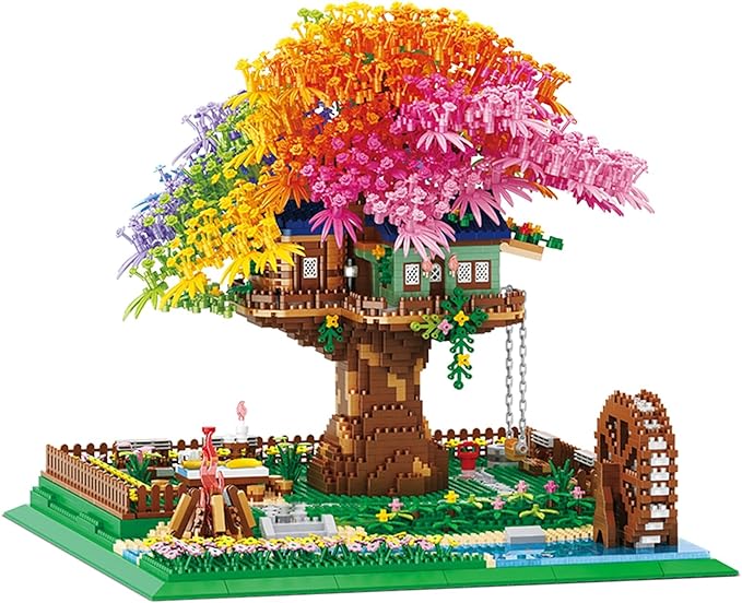 Architecture Rainbow Tree Building Block, Colorful Tree House Garden Building Blokcs, 4450PCS Building Kits Set for Adult (Not Compatible with Lego Set)
