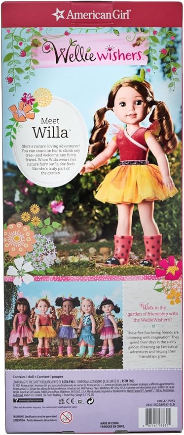 American Girl WellieWishers 14.5-inch Willa Doll with Coral Leotard, Mesh Skirt, Headband, and Boots, For Ages 4+