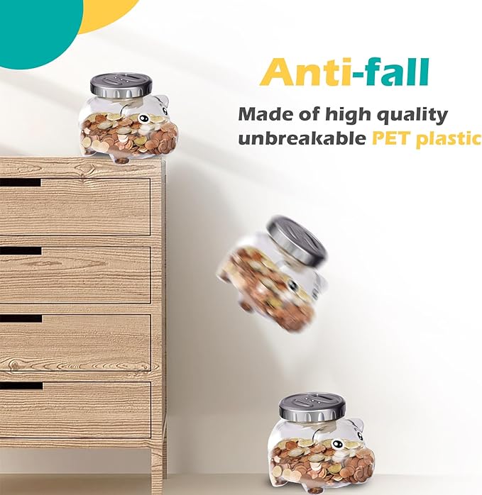 Kids Piggy Bank for Girls Boys - Toys for 5 6 7 8 9 10 Year Old Girl Boy Christmas Birthday Gifts - Money Bank with LCD Display, Coin Bank for Kids Toys Age 6-8-10