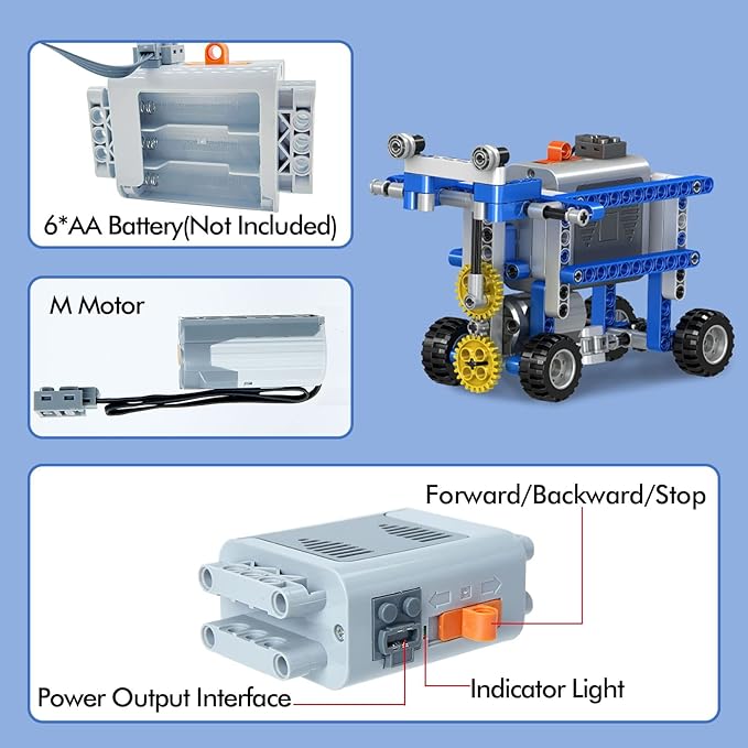 330Pcs Building Kit, 12 in 1 STEM Toys with Electric Power Motor for Kids, DIY Erector Set for Boys Girls, Technic Building Suit Creative Play Great Gift for Kids Age 6+