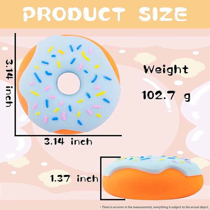 2PCS Rainbow Donut Squishy Toy, Stress Relief, Fun, and Cute Plaything Perfect for Birthday Gift and Decoration, Soft Squishy Party Favors for Kids Stress Relief Christmas Stocking Stuffers