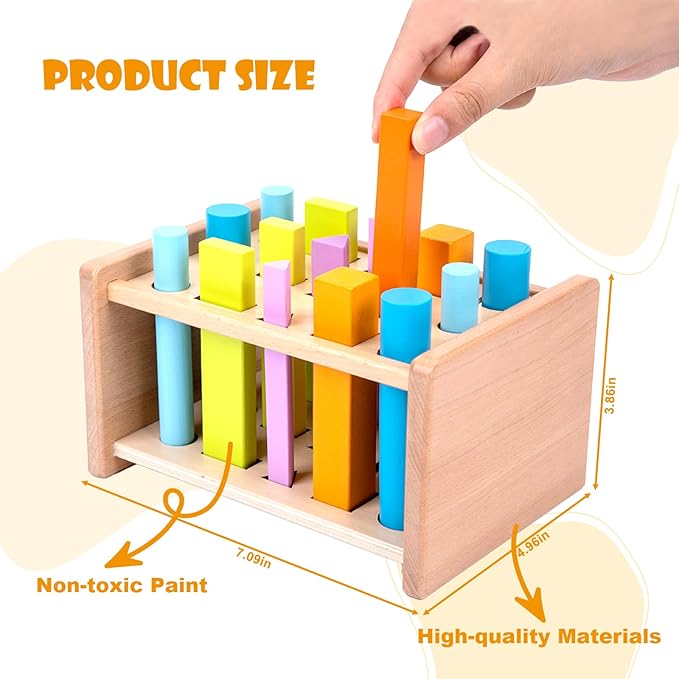 Montessori Shape Matching Toys Wooden Shape Sorting Toys Color Shape Sorting Sticks Toys for 1-3 Years Old Children Educational Toy for Preschoolers
