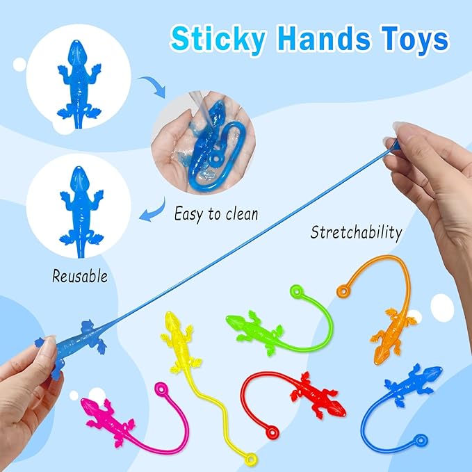 36PCS Sticky Hands Bulk Kids Party Favors Lizard Shape Stretchy Sticky Hand Fidget Toys Kids Goodie Bag Stuffers Easter Basket Stuffers Treasure Box Toys for Classroom Prizes Birthday Party Supplies