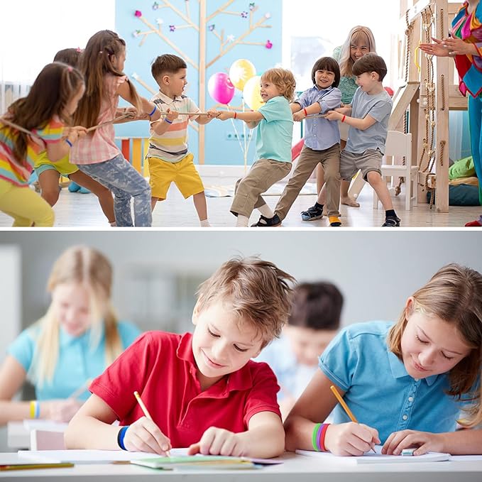 30 PCS Silicone Bracelets Wristbands for kid, Sports Rubber Elastic Wristband Bracelet for Party Decorations Favors Set Pack Black