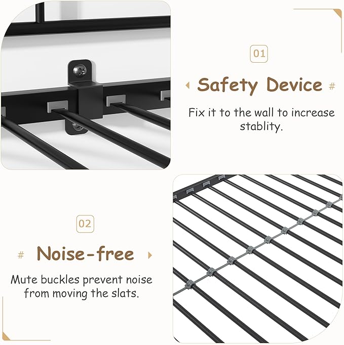 VECELO Twin Over Twin Bunk Bed with Built-in Ladder and Safety Guardrail, Heavy Duty Metal Bunkbeds, Space Saving, No Box Spring, Black