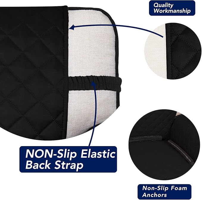 PureFit Reversible Quilted Sofa Cover, Water Resistant Slipcover Furniture Protector, Washable Couch Cover with Non Slip and Elastic Straps for Kids, Dogs, Pets (XX Large, Black/Black)