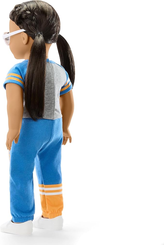 American Girl Los Angeles Chargers 18 inch Doll Fan Outfit and Accessories, Blue and Yellow, 6 pcs, Ages 6+